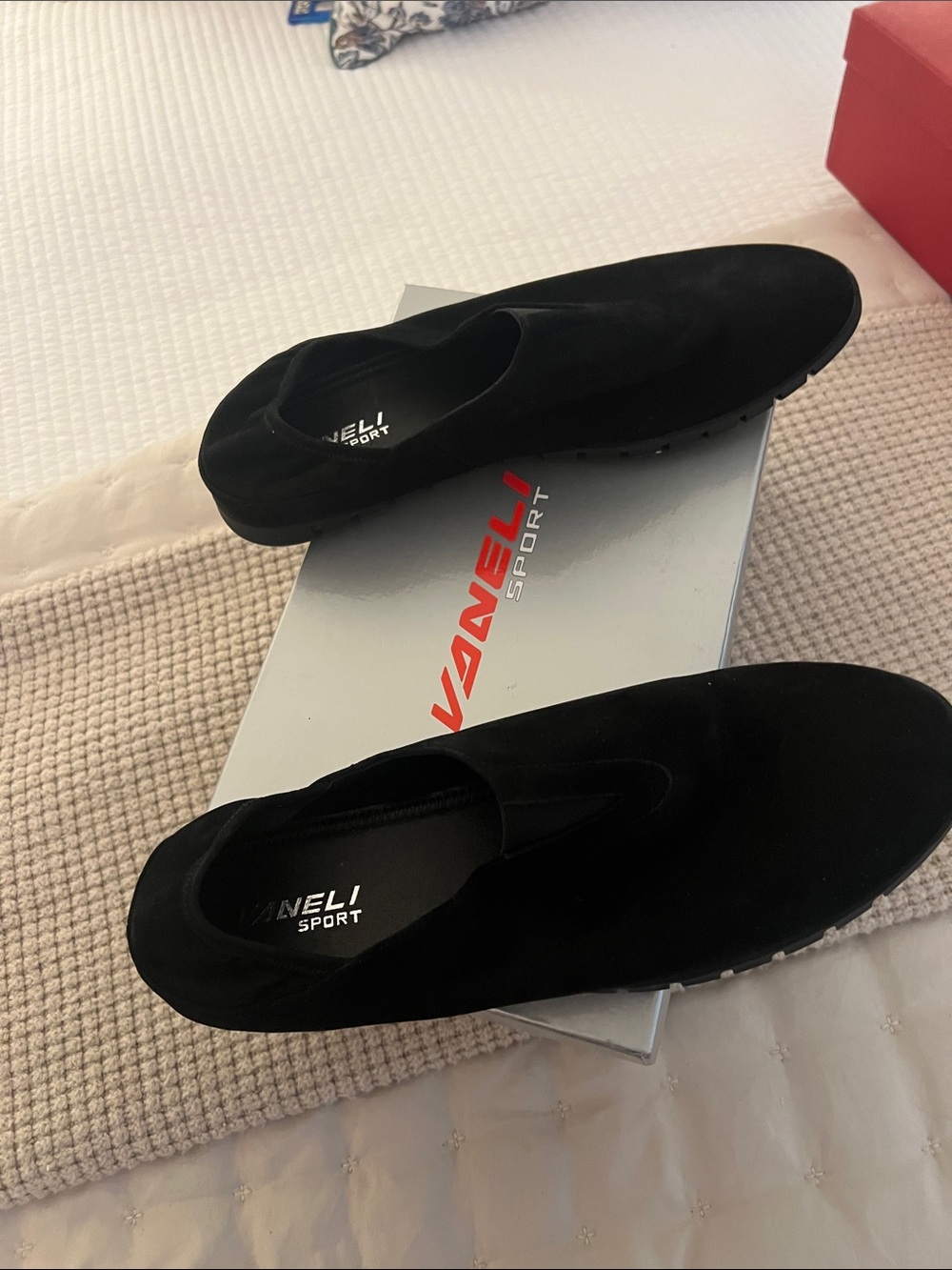 Vaneli Sport Black Slip-On Suede Loafers